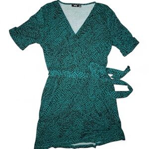 Teal and Black Wrap Dress